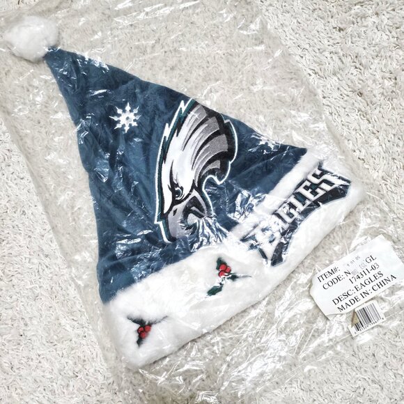 Philadelphia Eagles Plush Embroidered Santa Claus Hat Unisex NWT - Picture 2 of 10